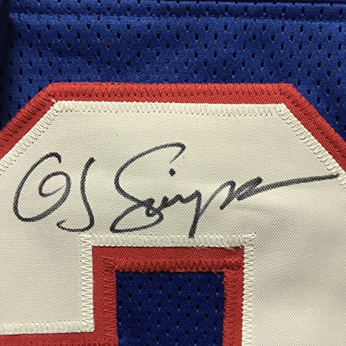 Framed Autographed/Signed OJ O.J. Simpson 33x42 Buffalo Bills Blue Football Jersey JSA COA - 757 Sports Collectibles