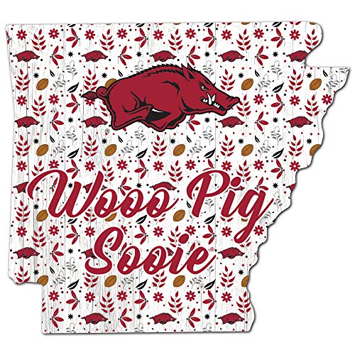 Fan Creations NCAA Arkansas Razorbacks Unisex University of Arkansas Floral State Sign, Team Color, 12 inch - 757 Sports Collectibles