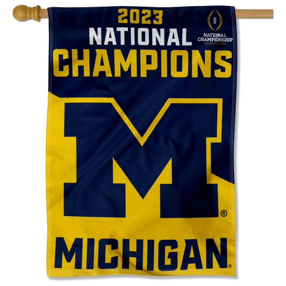 Michigan Team University Wolverines 2023 College Football National Champions Banner Vertical Flag - 757 Sports Collectibles