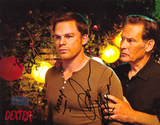 James Remar Dexter Autographed/Signed 8x10 Photo - Duo With"Follow The Code!!!" &"Harry" Inscription - 757 Sports Collectibles