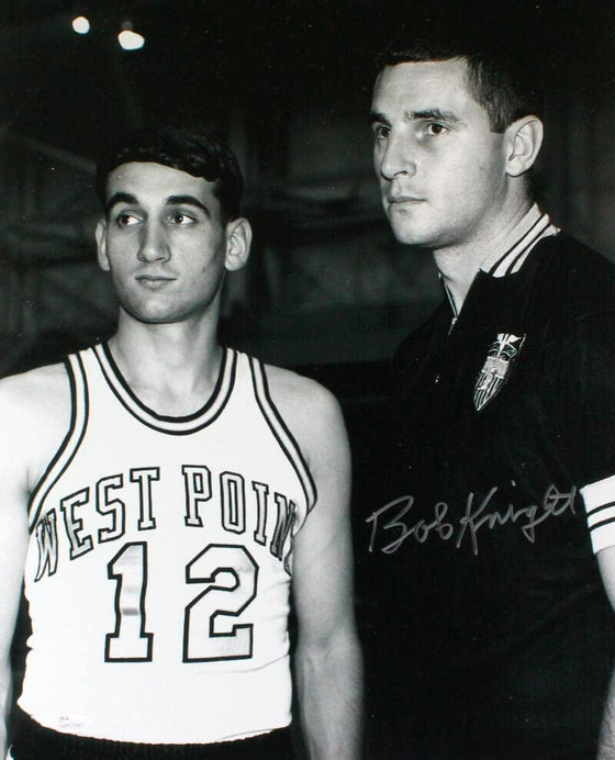 Bob Knight Autographed 16x20 B&W w/Coach K Photo- JSA W Silver - 757 Sports Collectibles