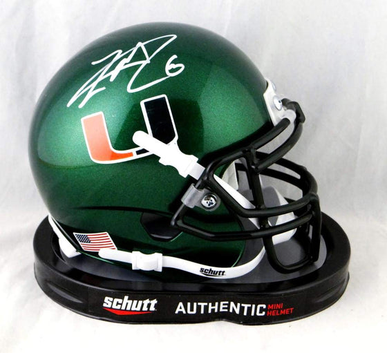 Lamar Miller Autographed Miami Hurricanes Green Schutt Mini Helmet- JSA W Auth Black - 757 Sports Collectibles