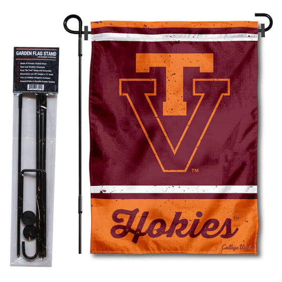 Virginia Tech Hokies Vintage Retro Throwback Garden Flag with Stand Holder - 757 Sports Collectibles