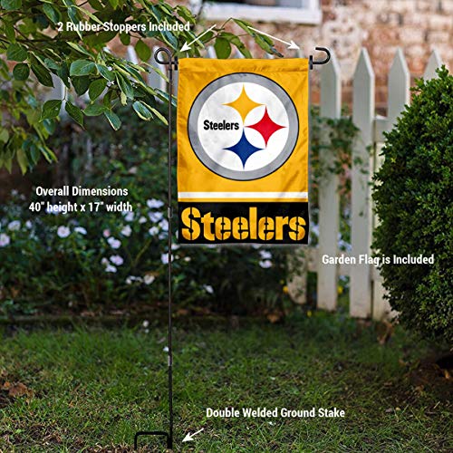 WinCraft Pittsburgh Steelers Gold Garden Flag with Stand Holder - 757 Sports Collectibles