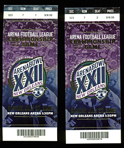 Pair (2) Arena Football League 2008 Arena Bowl XXII Tickets Un-signed - 757 Sports Collectibles