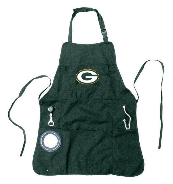 Team Sports America NFL Green Bay Packers Ultimate Grilling Apron Durable Cotton with Beverage Opener and Multi Tool For Football Fans Fathers Day and More - 757 Sports Collectibles