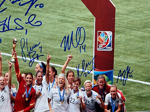 US Women's Soccer Team Autographed 16x20 World Cup Trophy Photo- JSA W Auth - 757 Sports Collectibles