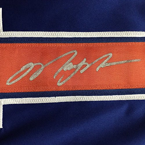 Framed Autographed/Signed Mark Messier 33x42 Edmonton Blue Hockey Jersey JSA COA - 757 Sports Collectibles