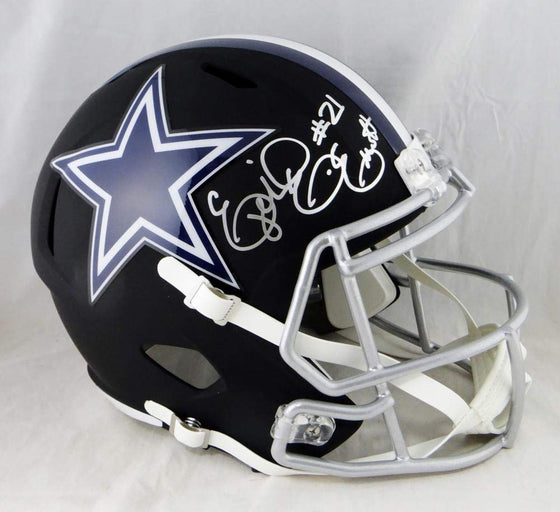 Ezekiel Elliott Autographed Dallas Cowboys F/S Flat Black Helmet- Beckett Auth Silver - 757 Sports Collectibles