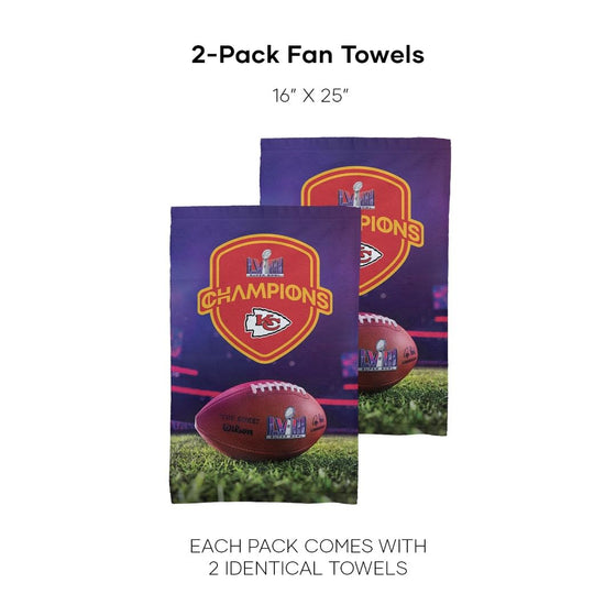 Northwest NFL Kansas City Chiefs Super Bowl LVIII Champions Fan Towel 2-Pack, 16" x 25", Elite Champs - 757 Sports Collectibles