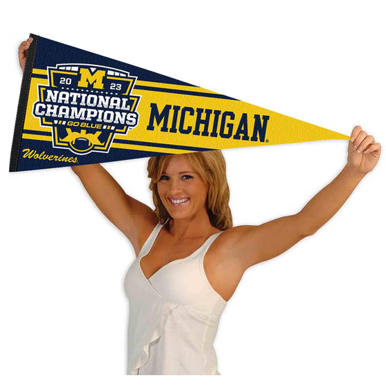 Michigan Team University Wolverines Football National Champions Pennant Banner Flag - 757 Sports Collectibles