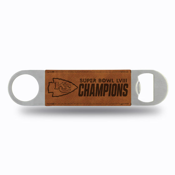 Rico Industries NFL Football Kansas City Chiefs 2024 Super Bowl Champions Faux Leather Laser Engraved Bar Blade - Great Beverage Accessory for Game Day - 757 Sports Collectibles