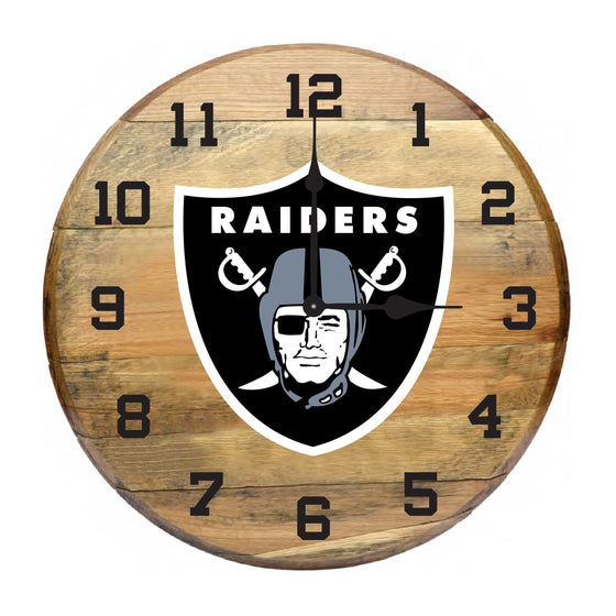 Las Vegas Raiders Oak Barrel Clock