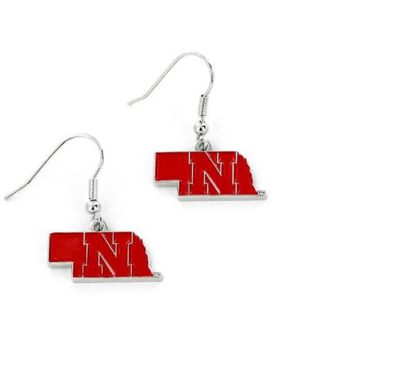 Nebraska Cornhuskers Earrings State Design - Special Order - 757 Sports Collectibles