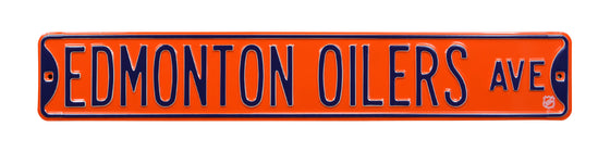 Edmonton Oilers Steel Street Sign-EDMONTON OILERS AVE orange on navy