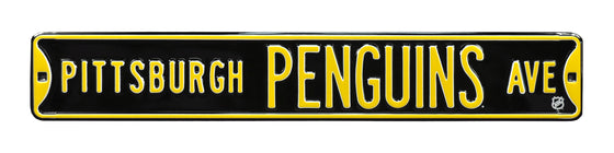 Pittsburgh Penguins Steel Street Sign-PITTSBURGH PENGUINS AVE