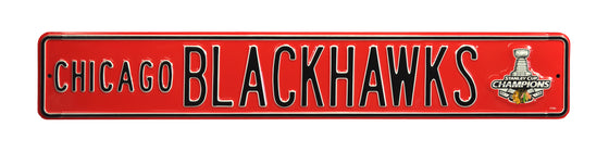 Chicago Blackhawks Steel Street Sign with Logo-2015 SC Champion