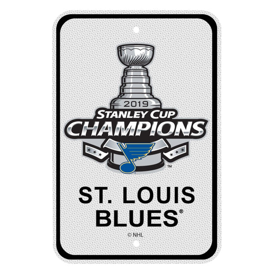 St Louis Blues Reflective Aluminum Parking Sign-2019 SC Champs