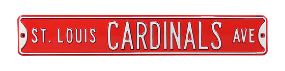 St Louis Cardinals Steel Street Sign-St Louis CARDINALS AVE on Red