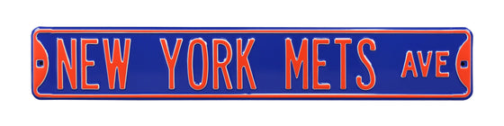 New York Mets Steel Street Sign-NEW YORK METS AVE on Blue