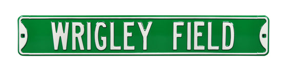 Chicago Cubs Steel Street Sign-WRIGLEY FIELD on Green