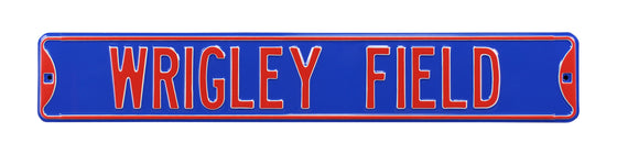 Chicago Cubs Steel Street Sign-WRIGLEY FIELD on Blue