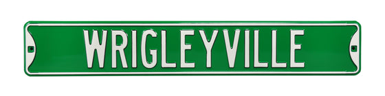 Chicago Cubs Steel Street Sign-WRIGLEYVILLE