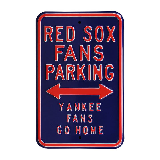 Boston Red Sox Steel Parking Sign-YANKEES FANS GO HOME