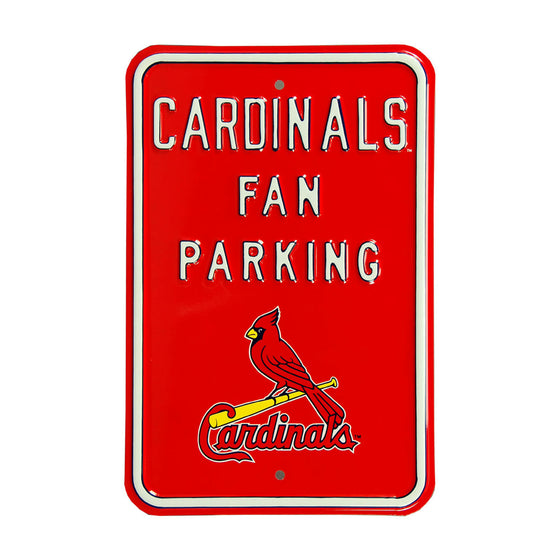 St Louis Cardinals Steel Parking Sign with Logo-CARDINALS FAN PARKING