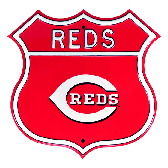 Cincinnati Reds Steel Route Sign-Primary Logo