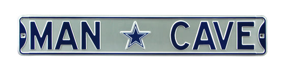 Dallas Cowboys Steel Street Sign with Logo-MAN CAVE on Silver