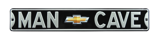 Chevrolet Steel Street Sign with Logo-MAN CAVE CHEVY BOWTIE