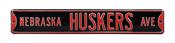 Nebraska Cornhuskers Steel Street Sign-NEBRASKA HUSKERS AVE on Black