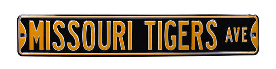 Missouri Tigers Steel Street Sign-MISSOURI TIGERS AVE on Black