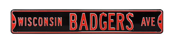 Wisconsin Badgers Steel Street Sign-WISCONSIN BADGERS AVE on Black