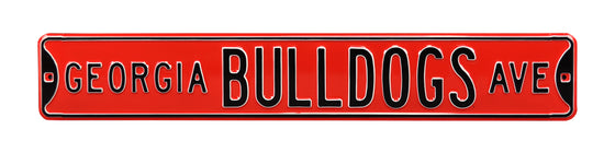 Georgia Bulldogs Steel Street Sign-GEORGIA BULLDOGS AVE on Red