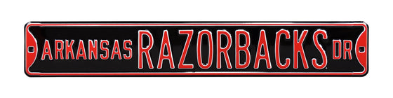 Arkansas Razorbacks Steel Street Sign-RAZORBACKS DR on Black