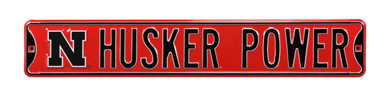 Nebraska Cornhuskers Steel Street Sign with Logo-HUSKER POWER