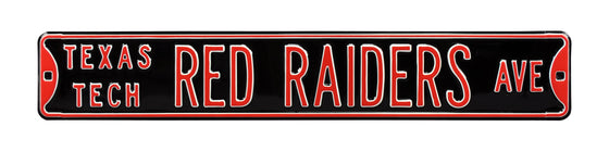 Texas Tech Red Raiders Steel Street Sign-TEXAS TECH RED RAIDERS AVE on Black