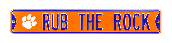 Clemson Tigers Steel Street Sign with Logo-RUB THE ROCK