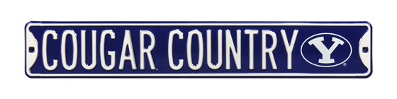 BYU Cougars Steel Street Sign with Logo-COUGAR COUNTRY