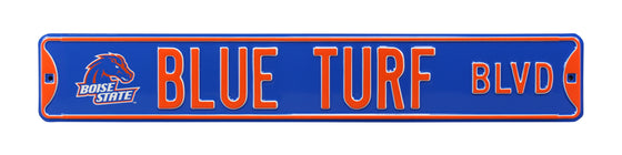 Boise State Broncos Steel Street Sign with Vintage Logo-BLUE TURF BLVD