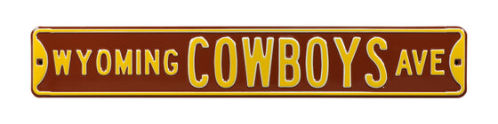 Wyoming Cowboys Steel Street Sign-WYOMING COWBOYS AVE on Brown