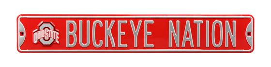 Ohio State Buckeyes Steel Street Sign with Logo-BUCKEYE NATION