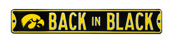 Iowa Hawkeyes Steel Street Sign with Logo-BACK IN BLACK