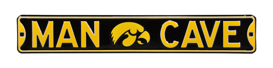 Iowa Hawkeyes Steel Street Sign with Logo-MAN CAVE