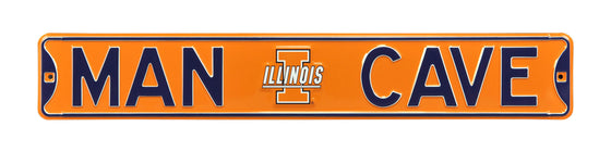 Illinois Fighting Illini Steel Street Sign with Vintage Illinois Logo-MAN CAVE