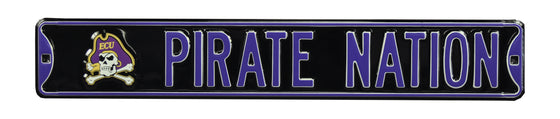 East Carolina Pirates Steel Street Sign with Logo-PIRATE NATION