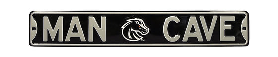 Boise State Broncos Steel Street Sign with Logo-MAN CAVE on Black