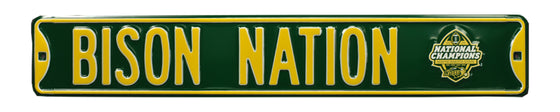 North Dakota State Steel Street Sign with Logo-BISON NATION 2014 Champs